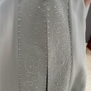 Michelangelo light sage green Wedding Dress with Beaded Embellishments